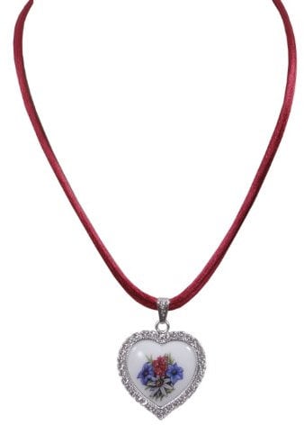 Moschen-Bayern Trachtenschmuck/Dirndlschmuck/Damen - Trachtenkette/Dirndlkette Trachtenherz/Herzkette Rot