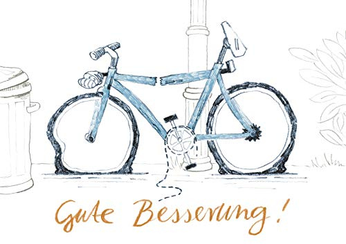 Postkarte Grusskarte Gute Besserung Fahrrad - Din A6 Format - Hochwertiger Druck