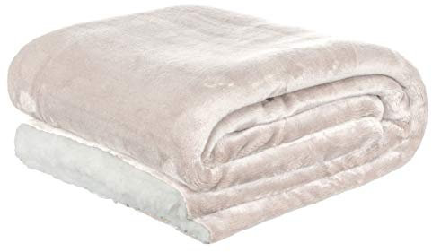 Brandsseller Fleecedecke 100x150 cm – Kuschelige Sofadecke/Couchdecke aus Fleece & Sherpa – Flauschige Wohndecke – Weich & zweiseitig, auch als Babydecke geeignet - Hellgrau/Weiß