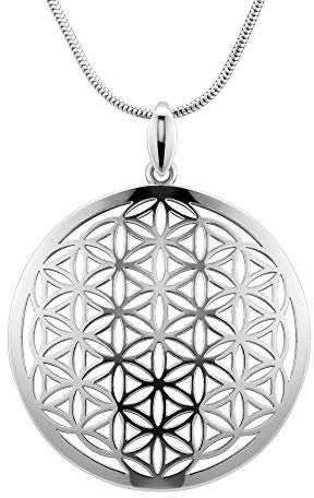 LillyMarie Collier Pour Femmes Avec Pendentif Fleur De Vie En Argent Avec Fermoir Mousqueton