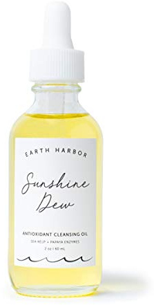 Earth Harbor Sunshine Dew Oil Cleanser for Face | 2 fl oz Pure Cleansing Oil Waterproof Makeup Remover with Papaya Enzymes, Sea Kelp & Jojoba | Antioxidant Rich and Hydrating | Firms & Brightens Skin