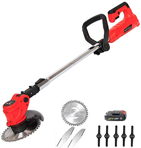WH SHOP Coupe-Bordures Électrique sans Fil Rechargeable avec Lames Tondeuse à Gazon Télescopique Parks Farms Orchards Weed Cutter Care Tool - Batterie 4000mAH, Moteur 450W