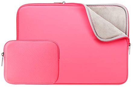 RAINYEAR 14 Pulgadas Funda Protectora para Portátil Compatible con 14 DELL HP ASUS Laptop Notebook Chromebook Tablet Ordenador Portátiles Caso con Bolsa de Accesorios(Rosa Brillante,Versión Mejorada)