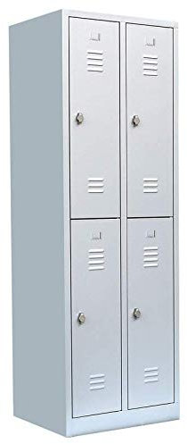 Lüllmann Spind Spindschrank 4 Fächer mit Kleiderstange komplett montiert 195x60x50cm (HxBxT) Kleiderspind grau 521220