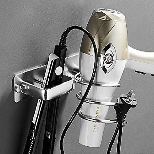 Tigerkinwit Supporto per asciugacapelli, Porta Asciugacapelli da Parete Alluminio con Viti di Fissaggio per Asciugacapelli per Camere da Letto Toilette Barbiere