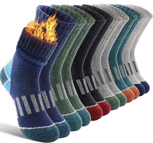 EBMORE Kids Merino Wool Hiking Socks Boys Toddlers Girls Winter Thermal Thick Warm Boot Cushion Ski Snow Gift Socks Stocking Fillers 6 Pairs (Color matching, 4-7 Years)