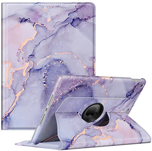 FINTIE Rotating Custodia per iPad 10.2 Pollici 9a / 8a / 7a Generazione (2021 2020 2019) con Built-in Pencil Holder - 360 Gradi di Rotante Cover Protettiva Case con Auto Svegliati/Sonno, Lilla Marble