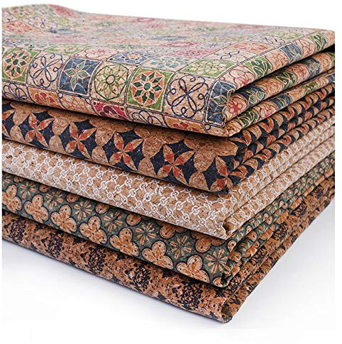 ZHJBD Natürlicher Korkgewebe Echtes Kork-Leder Weich Gedruckt Leichter Stoff Für Craft Decor Zubehör Tasche 137x100cm(Color:41#)