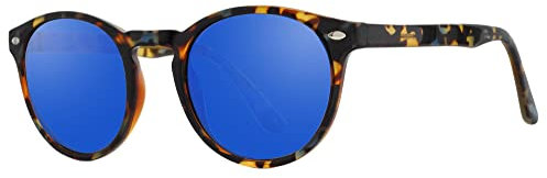 zerOne five - CP148 MODELL - Runde Sonnenbrille Unisex (Light Havana/Gold) (Blue/Havana Blue)