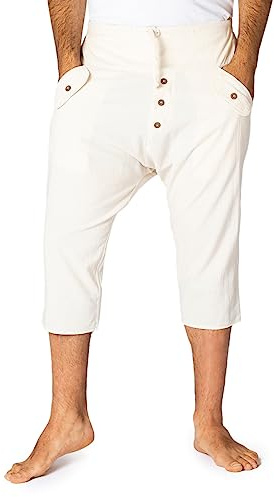 PANASIAM 3/4 Yogi Pants Damen & Herren - Kurze Haremshose Baggy Style | Yogahose 100% Baumwolle, optimaler Sitz dank Tunnelzug vorne & Gummibund hinten, Sommerhose Unisex, moderne Aladinhose kurz