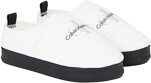 Calvin Klein Jeans Damen Hausschuhe Slipper Warm, Weiß (Bright White/Black), 39