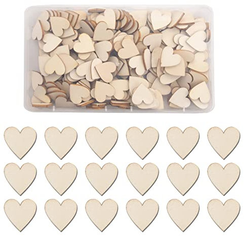 TAIYOU 200 Stück 2cm Holzherzen Natürliche Holzherz Deko Unlackiert Holzherzen Verzierungen Scheiben Naturholzscheiben Tischdekorarion Herzen für Hochzeit Geburtstag DIY Handwerk Verzierungen