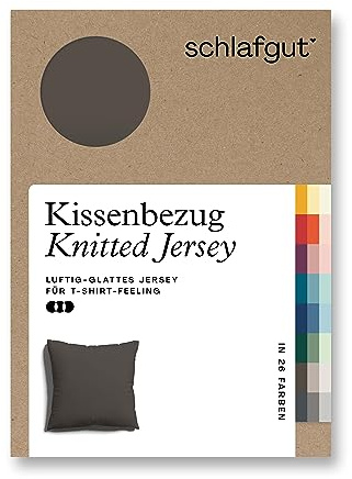 schlafgut Knitted Jersey Kissenbezug 40x40 cm Bio-Baumwolle, Sand Deep | Kopfkissenbezug, Kissenhülle, Sand, Jersey, mit Elasthan, faltenfrei, bügelfrei, OEKO-TEX