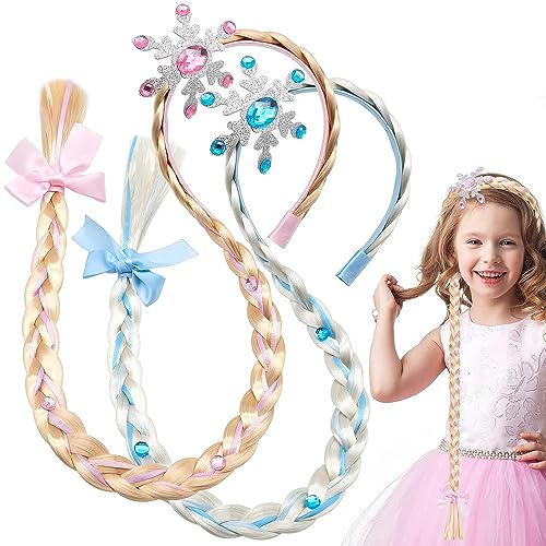Topcosplay 2pcs Princess Braid Hairpieces for Girls Headbands Hair Accessories for Cosplay (2 pcs Headbands)