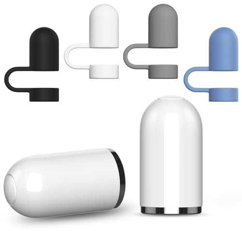 iMangoo 2 Stück Pencil Kappe für Apple Pencil 1 Generation(2 Stück Weiß Kappe,4 Stück Kappenhalter) iPencil Magnetische Ersatzkappe und Silikon Cap Anti Lost Ersatzkappe Zubehör für Apple Pencil 1 Gen
