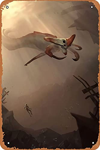 Wanddekor-Schild – Subnautica – Reaper Leviathan Poster – 20,3 x 30,5 cm Vintage-Look, Metallschild, Bar, Männerhöhle Kunstdekoration