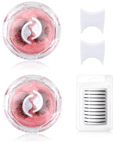 2 Paia Autoadesive Ciglia Finte Riutilizzabili, Dotato di 10 Strisce Adesive, Ciglia Finte 3D,Ciglia Impermeabili Senza Colla, Facili da Indossare, Comode Morbide, Regalo per le Donne