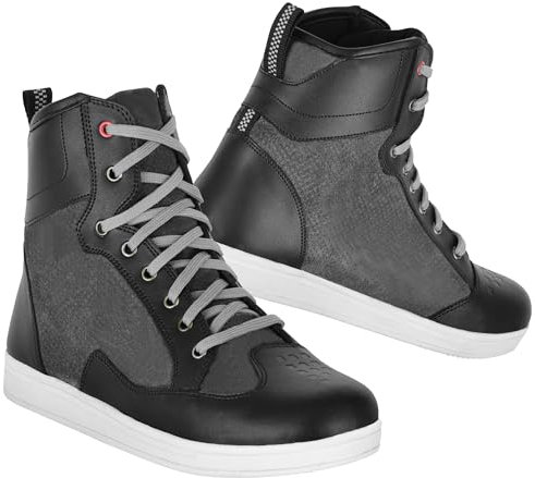 Vaster Moto Stivali Moto Uomo Microfibra Stivali Motocross Impermeabili Uso Urbano Rinforzo Cambio Marcia, Stivali Protettivi, Scarpe Motocross Scarpe Moto Suola Gomma Antiscivolo Omologato CE,