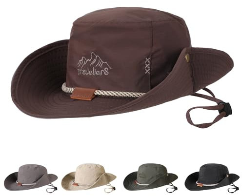 TAGVO Fischerhut für Unisex - Faltbarer UV Schutz Wasserdicht Atmungsaktiv Boonie Hut Mit Kinnriemen, Eimer Safari Wanderhut Anglerhut Regenhut Sonnenhut Outdoor Bucket Hat für Herren Damen