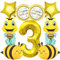 9 Stück 3 Jahre Biene Geburtstag Deko, 3. Mädchen Geburtstag, Biene Folienballon, Biene Geburtstagsdeko 3 Jahre, Bienen Luftballons, Luftballon 3. für Junge Mädchen