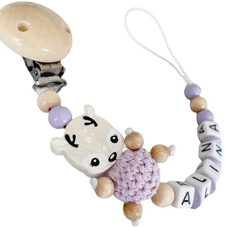 personalisierte gestaltetes Babygeschenk mit Namen für Mädchen oder Junge Baby Geschenk personalisiert zur Geburt & Taufe Große Farbauswahl Reh (Lila)