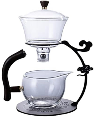 Duiaynke Juego de té de vidrio de borosilicato alto, tetera de vidrio Kungfu, juego de té para regalos