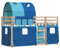vidaXL Litera con Cortinas Madera Maciza de Pino Azul 90x200 cm, Cama, Estructura de Cama, litera Baja, Muebles de Dormitorio, litera Doble