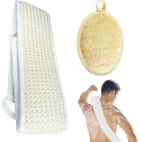 Loofah Back Scrubber - Gant de toilette exfoliant double face avec poignées - Brosse Dos Douche Brosse Pour Le Dos Douche Gratte Dos Douche Sangle Lave Dos Eponge Exfoliante Corps Brosse Corps