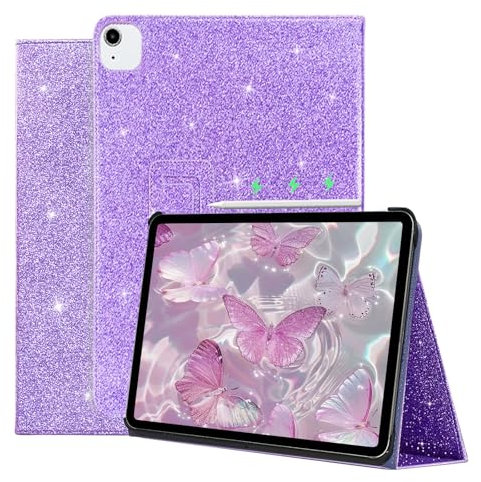 FS FANSONG Schutzhülle für iPad Air 11, iPad Pro 11 Zoll, iPad Air 5/4 11 Zoll Glitzer-Hülle, Smart Slim Glitter Sparkly Cover, Lila