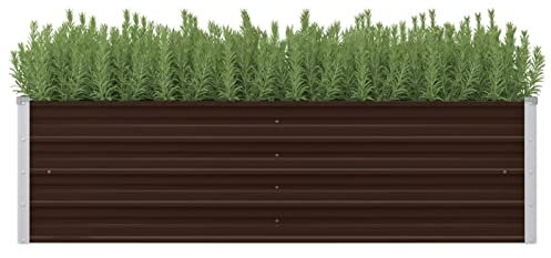 Homgoday Fioriera Grigliato per Giardino, Letto Rialzato Giardino Marrone 160x40x45 cm in Acciaio Zincato, Fioriera Grigliato per Giardino, Fioriera da Esterno,Fioriera Balcone