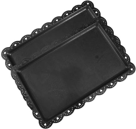Hoement 2piezas Bandejas Rectangulares Negras para Servir Pasteles y Platos De Bandeja para Alimentos para Alimentos Usar Meriendas Especiales