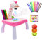 SGM Drawing Projector Table for Kids - Trace & Draw Projector Toy with 12 Pens & 24 Patterns | Educational Painting Board Set with Light & Music | Early Learning Gift for Kids (Pink Unicorn) YM2203