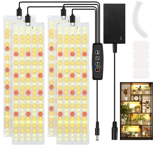 Pflanzenlampe LED Vollspektrum 540 LEDs, 4 Stück Pflanzenlicht,Wachsen Licht mit Zeitschaltuhr,Grow Lampe,Pflanzenleuchte,Wachstumslampen,Grow Light für Zimmerpflanzen Blume Gemüse(10 Helligkeit)