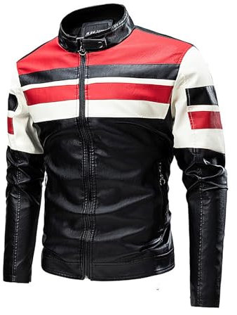 Sunnyuk Giubbotto Moto Uomo Giubbotto Moto da Motociclista Elegante Giubbino Metal Casual Giacca Moto Pelle Leggera Chiodo Slim Fit Regular Fit Giacche Moto Sportiva Biker Comode