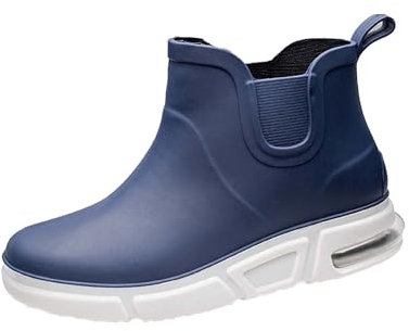 Generico Stivali Polpaccio XXL Stivali per Polpacci Grossi Scarpe Casual da Uomo Antiscivolo per la Pioggia Stivali Corti con Caviglia Scarpe Casual da Uomo alla Stivaletto Donna Tacco (Blue, 43)