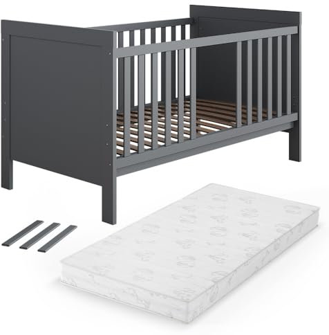 VitaliSpa Babybett Ajaton, Stubenbett, Grau, 144.4 x 83 cm mit Matratze