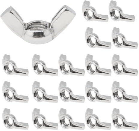 Smgda 20pcs M8 (8mm) Wing Nuts, 304 Stainless Steel Hand Twist Tighten Ear Butterfly Nuts, Heavy Duty Butterfly Wing Nut Screws for Threaded Bolts DIY Tools, Silver (M8)