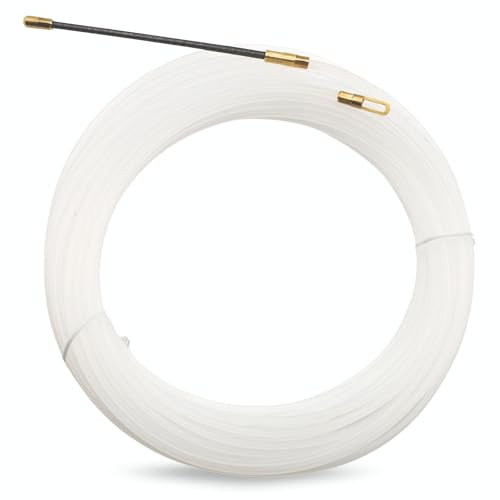 TECHZOCO Guía Pasacables de nylon, Pasacables de Nylon, Guía de Cableado Flexible, Tiracables de Nylon, Guía para Instalación Cables, Terminales Mixtos, Acero + Nylon, diámetro 3 mm x 25 metro largo