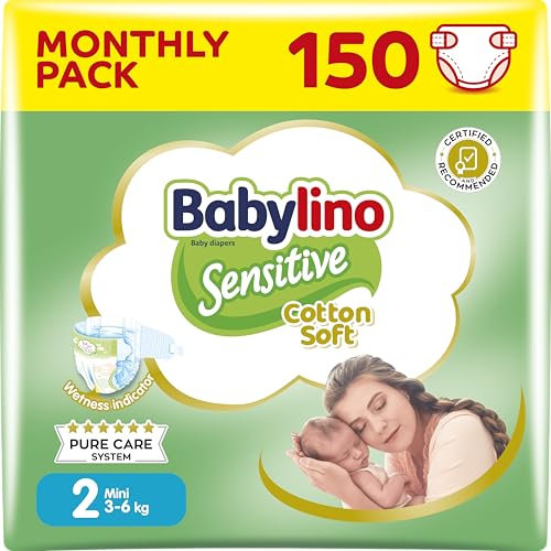 Babylino Sensitive Baby Windeln Größe 2, Midi (4-9Kg), 150 Windeln