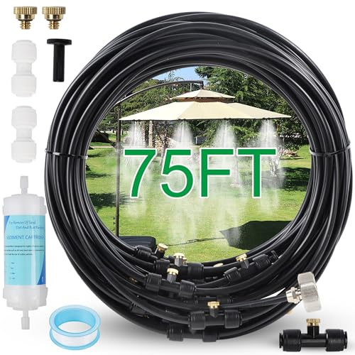 YOFIT Système de brumisation extérieur pour refroidissement de terrasse, kit de brumisateur d'eau de 23 m, brumisateurs de refroidissement pour porche, cour, jardin, système de brume portable avec