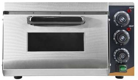 Electric Pizza Oven Maker, 40cm/16 Commercial Pizza Oven with Timer, 50-350°C Separately Controlled Thermostats Stainless Steel Pizza Maker Machine, 2000W