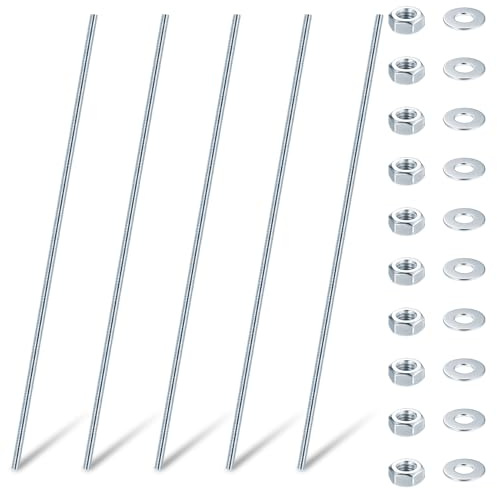 5 Piezas Varilla Roscada M6 x 300 mm, Varillas Roscadas, Métrico Perno Roscado Zinc Azul, Tuercas y Arandelas (M6 x 300 mm)