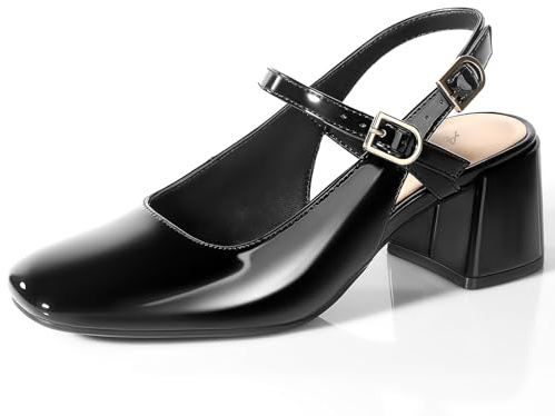 Ankis Mary Jane Chunky Low Heels Kleid Schuhe für Frauen Slingback Square Closed Toe Heels Hochzeit Party Pumps