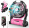 PDBEST Ventilateur à batterie sans fil, ventilateur de voiture portable rechargeable avec lanterne LED, ventilateur de table à batterie avec port Type-C rose