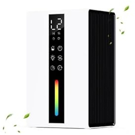 Dehumidifiers for Home with 1.8L Water Tank, 6-48H Timer Auto Shutdown, Auto Humidity Control, Dehumidifier for Bedroom with Mould and Damp Removal, Touch Control,7 Colour Light, Energy Saving
