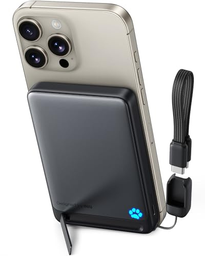 INIU für MagSafe Qi2 15W Powerbank, Ultraschlank 10000mAh Externe Handyakku | 45W Kabelgebundenes Schnellladen, Magnetisch Original Qi2-zertif, USB-C Kabel & Ständer, Kabelloses Nur für die iPhone 12–17