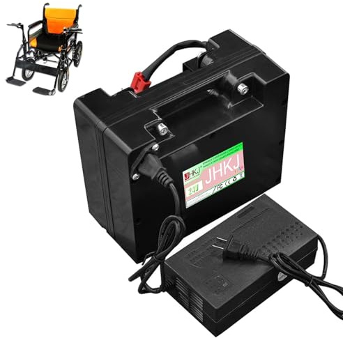JHKJ Batteria per Sedia a rotelle elettrica da 24 Volt 24V 10Ah 12Ah 15Ah 18Ah 20Ah 25Ah 30Ah 35Ah 40Ah 45Ah 50Ah Batteria agli ioni di Litio con Caricabatterie e Spina Anderson,24v,50Ah