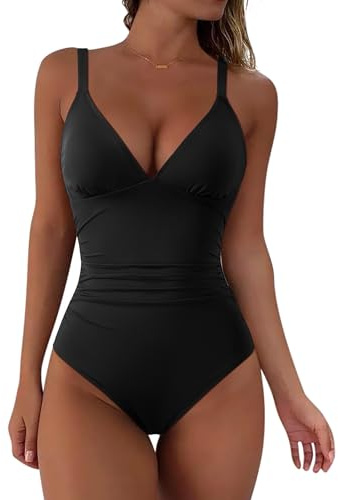DOULAFASS Backless Shape Push Up Slimming Swimming Costume Women Tummy Control Swimsuit V Neck Sexy One Piece Swimwear
