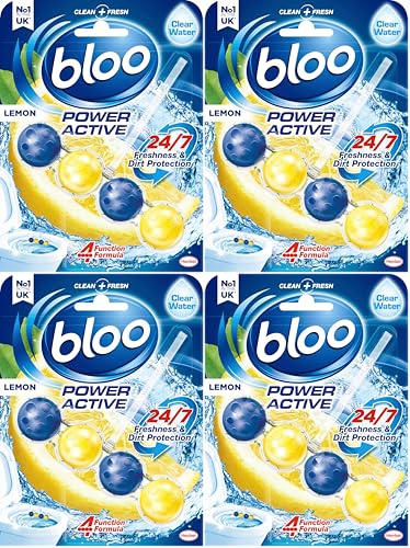 Bloo Power Active Toilet Lemon Rim Block, 50g (Pack of 4)