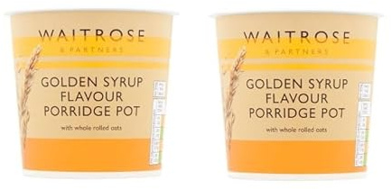 Waitrose Porridge Pots – Original, Golden Syrup & Apple & Blueberry, Ready-to-Eat Oat Breakfast, Multiple Pack Sizes (Pack of 2, Golden Syrup Porridge Pot 70g)